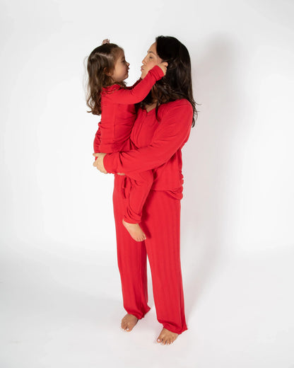 Ensemble de pyjama long deux pièces rouge