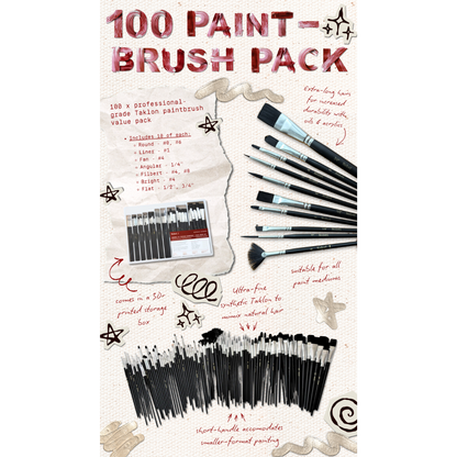 Nobel Value - 100 pcs Mixed Paintbrushes for Professionals