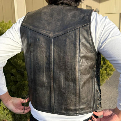 Gilet en cuir lacé sur les côtés pour homme Open Road