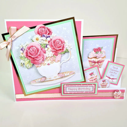 Die Cut Decoupage – Teacups, Flowers And Cake (Pack Of 3)
