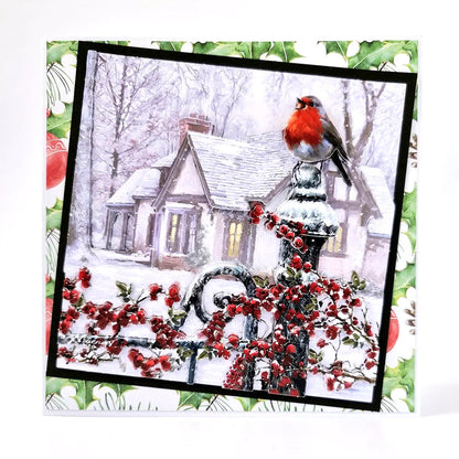 Découpage prédécoupé – Rouge-gorge sur une barrière (Lot de 3)