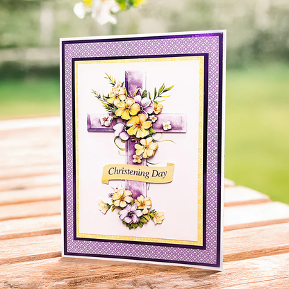 Die Cut Decoupage – Lilac Floral Cross (pack of 3)