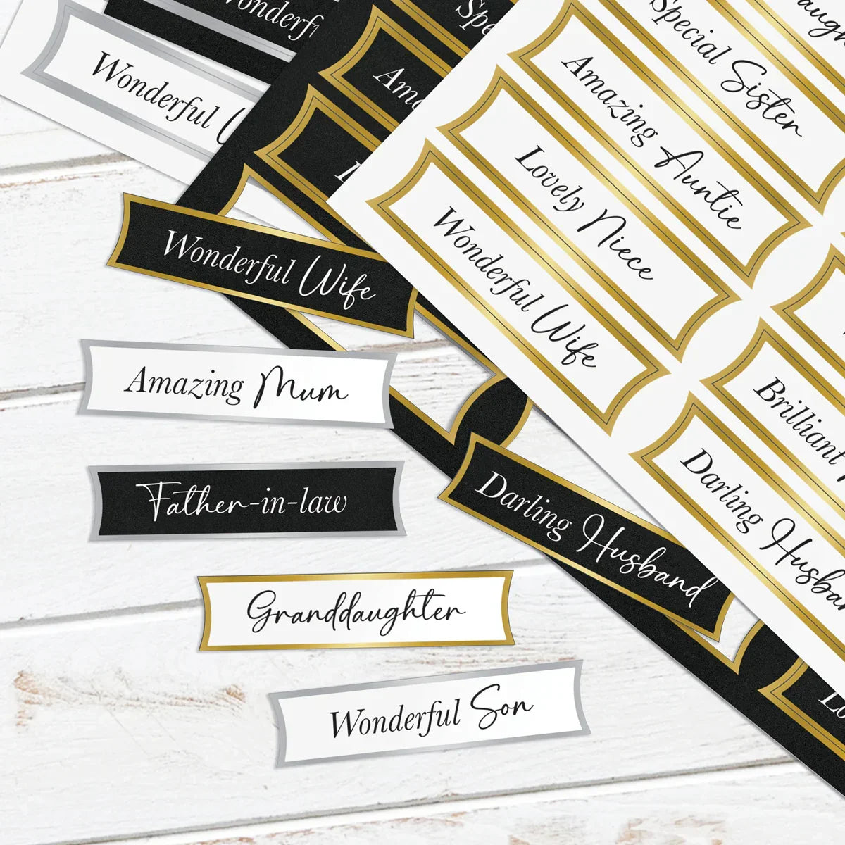 Sélection de banderoles "Famille" métallisées, 96 sentiments