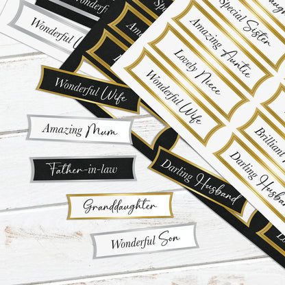 Sélection de banderoles "Famille" métallisées, 96 sentiments