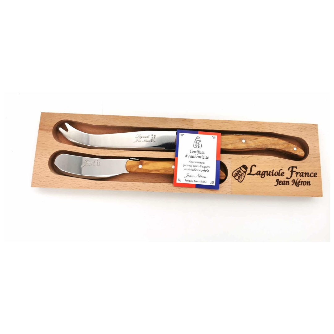 Duo de couteaux à fromage Laguiole® en bois d'olivier