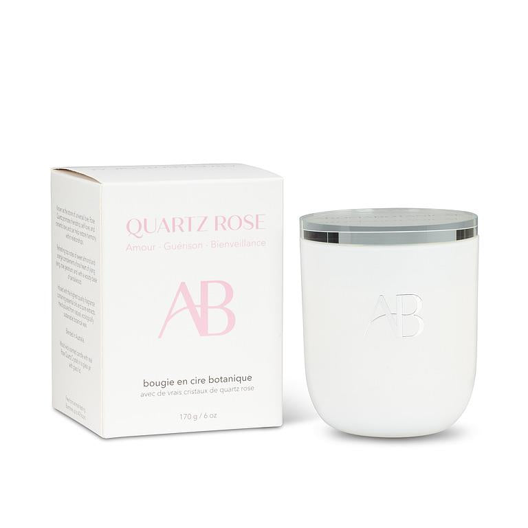 Rose Quartz Small Candle with Self-Compassion & Sandalwood Scent by Aromabotanical