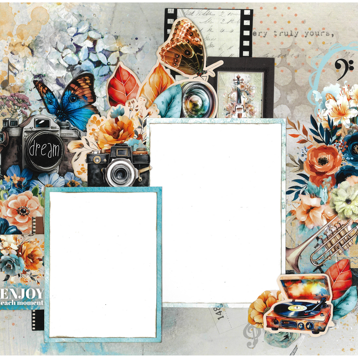 3Quarter Designs Cerulean Score 12x12 Design Paper & Diecuts Set