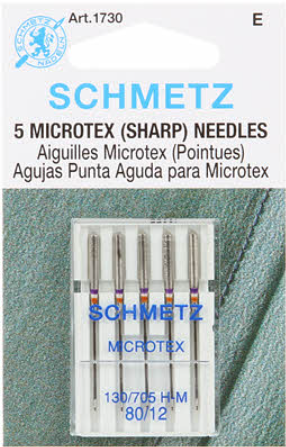 Aiguilles SCHMETZ #1730 Microtex cardées - 80/12 - 5 pièces