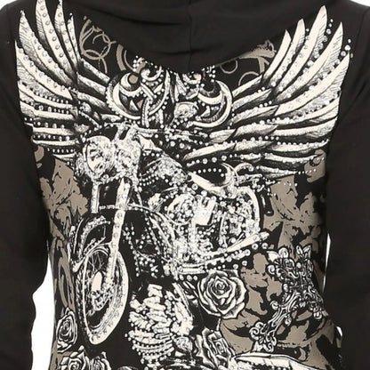 Women's Zip Up Hoodie with Angel Wings Print
