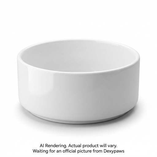 White Ceramic Dog Bowl- 6.3 inches