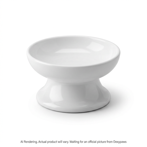 White Elevated Ceramic Bowl for Cats
