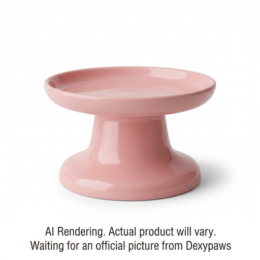 Blush Pink Flat Top Ceramic Bowl for Cats