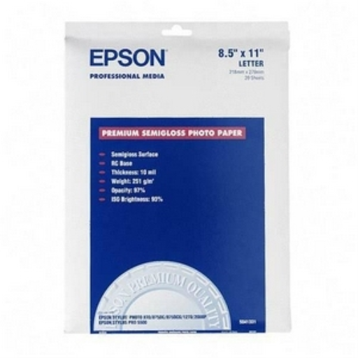 EPSON Premium Photo Paper Semi-gloss, Letter Size, 20 sheets