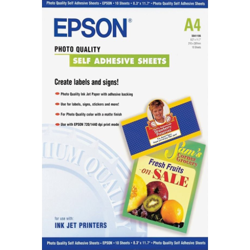 Epson Photo Quality Self-Adhesive Sheets, A4 size (8