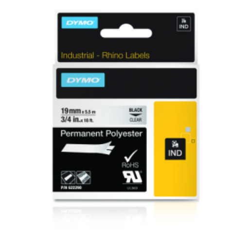 Rhino 3/4" Clear Perm Poly Label-19Mm