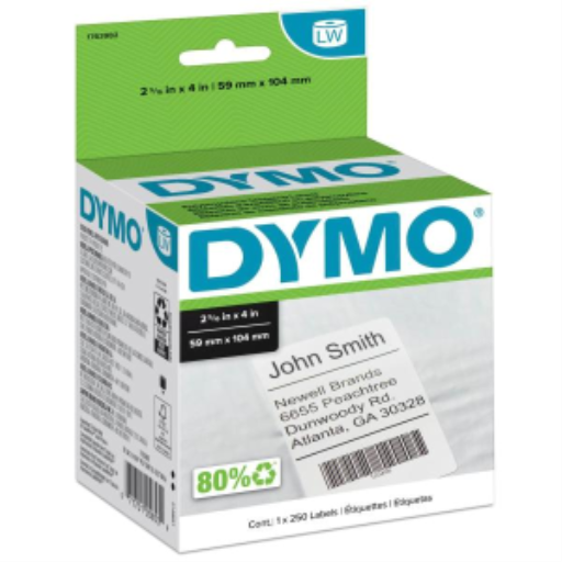 Étiquettes d'expédition DYMO LW pour imprimantes d'étiquettes LabelWriter, 59 mm x 101 mm, rouleau de 250