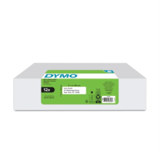 Étiquettes d'adresse DYMO authentiques LW pour imprimantes d'étiquettes LabelWriter, blanches, 2,8 cm x 8,9 cm, 12 rouleaux de 350 (4200 au total)