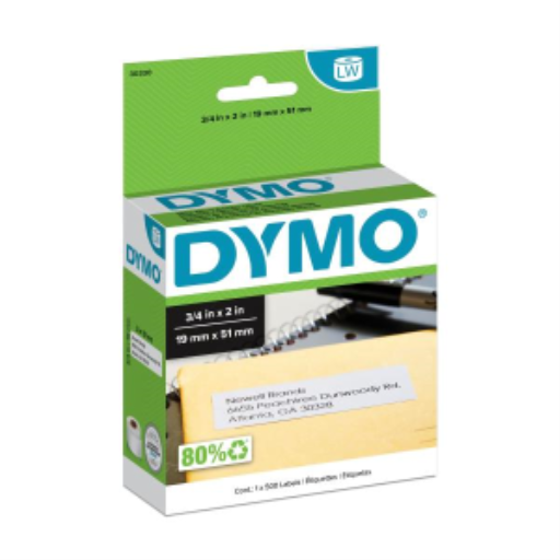 DYMO Authentic LW Return Address Labels, DYMO Labels for LabelWriter Label Printers, White, 3/4" x 2", 1 Roll of 500