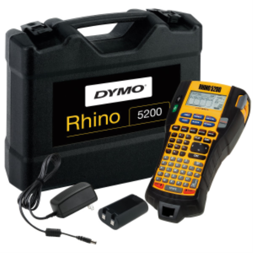 DYMO Industrial Label Maker with Carry Case, Rhino 5200 Label Maker, For Job Sites and Heavy-Duty Labeling Jobs, Prints Fast, Includes 2 Rolls of DYMO Industrial Vinyl Labels