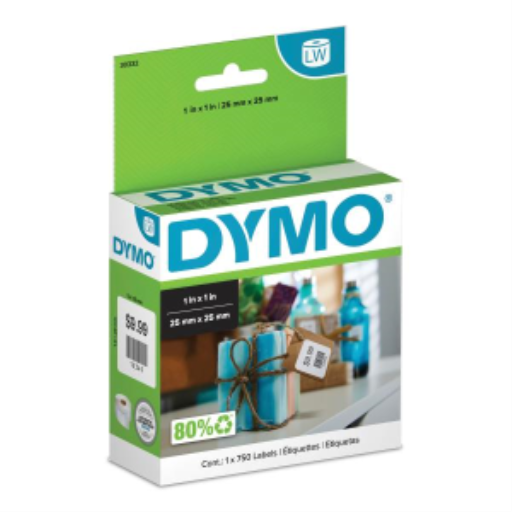 DYMO Authentic LW Multi-Purpose Square Labels, DYMO Labels for LabelWriter Printers, Great for Barcodes, 1" x 1", 1 Roll of 750
