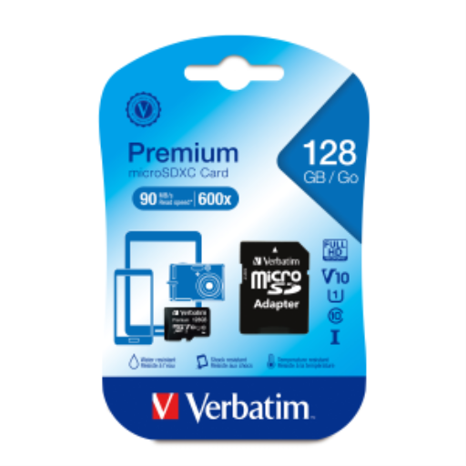 Verbatim 128 Go Prem microSDXC UHS-I V10Cls10 adap