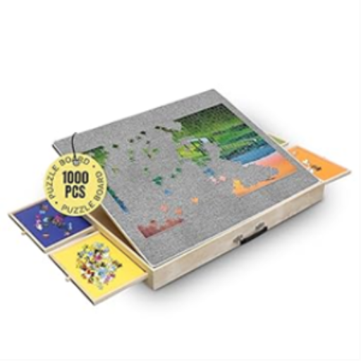 Tilting Puzzle Board with Drawers and Cover Mat - 1000-Piece Puzzle Workspace
