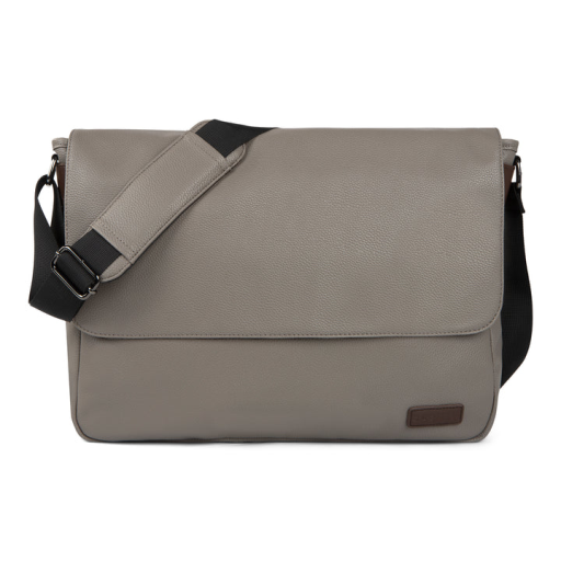 Bugatti Contrast Series Executive Messenger Bag – Grey Pebble Grain Vegan Leather – Fits 15.6" Laptops (MSG2505BU)