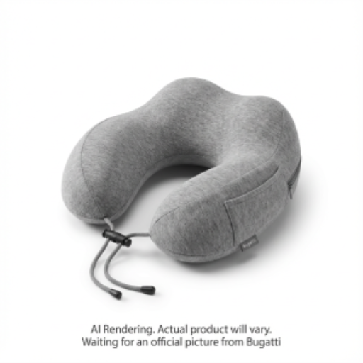 Bugatti TAC2630BU-GREY Ergonomic Memory Foam Neck Pillow – Firm Travel Support with Washable Soft Cover
