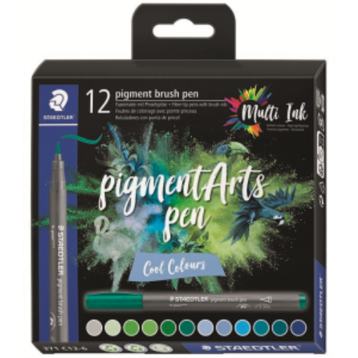 Pinceau Stylo Pigment Couleurs Froides 12 pièces