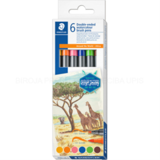 Feutres pinceaux aquarellables double pointe Staedtler, lot de 6, Afrique