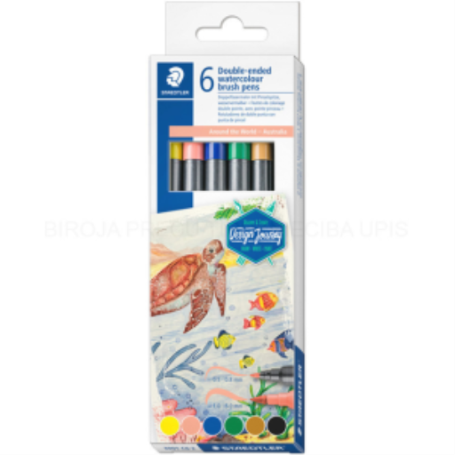 Staedtler Double ended Watercolour brush pens 6ct set, Australia