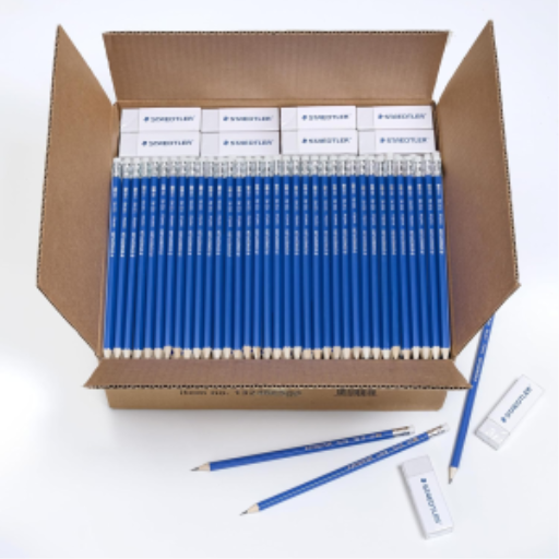 Staedtler Pre-Sharpened Wooden #2 Pencil With Block Erasers - Set Of 500 Pencils, 50 Erasers