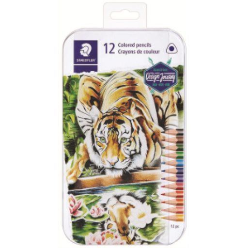 Crayon de couleur permanent, 3 mm, boîte métallique, paquet de 12