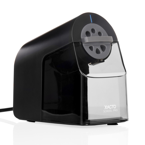 X-ACTO Pencil Sharpener, School Pro Electric Pencil Sharpener, With Six Size Dial, XL Shavings Bin, Black, 1 Count