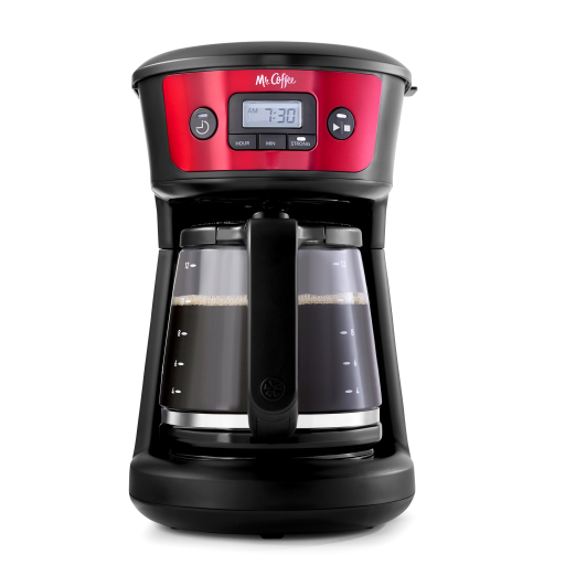 Cafetière programmable Mr. Coffee 12 tasses avec sélecteur d'intensité, rouge