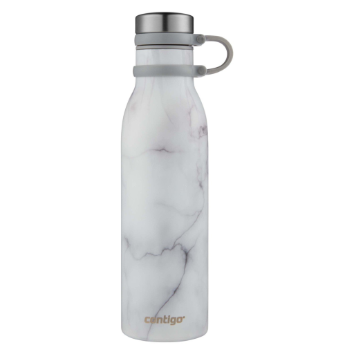 Contigo Couture Matterhorn Stainless Steel Water Bottle, White Marble, 20 oz (591 mL)