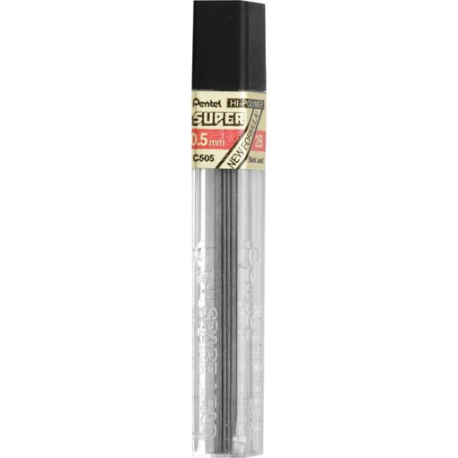 Hi-Polymer Super Lead Refill (0.5mm), 2H, 12 Leads per Tube