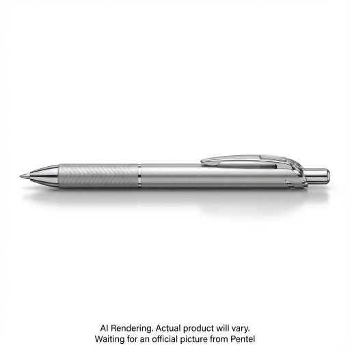 EnerGel Alloy Retractable Liquid Gel Pen, (0.7mm) Metal Tip, Silver Barrel, Black Ink, 1PC Pack