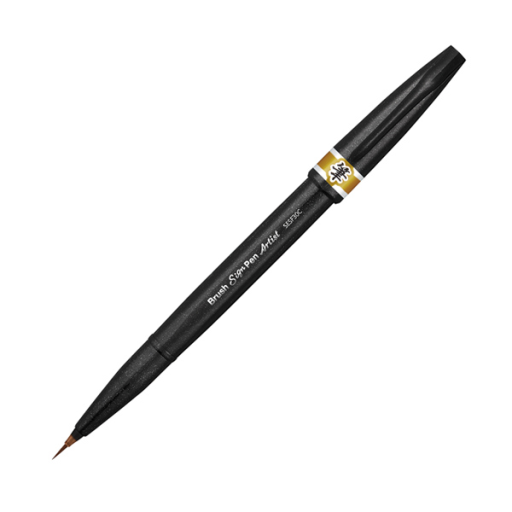 Pentel Arts Pinceau Sign Pen Artist, Pointe Pinceau Ultra Fine, Encre Ocre Jaune