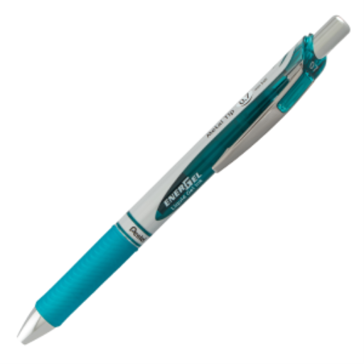 EnerGel Gel Roller Rétractable, Pointe Métallique (0,7 mm), Encre Turquoise