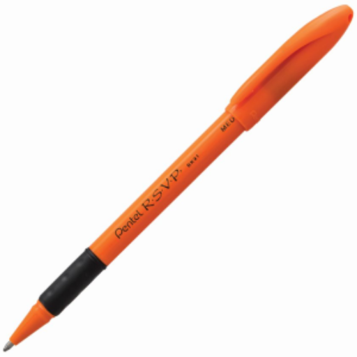 R.S.V.P. Safety Colour Barrel Ballpoint Pen Capped, Black Ink