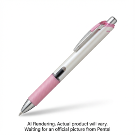 EnerGel Pearl Liquid Gel Pen, (0.7mm) Metal Tip, Pink Accent, Black Ink