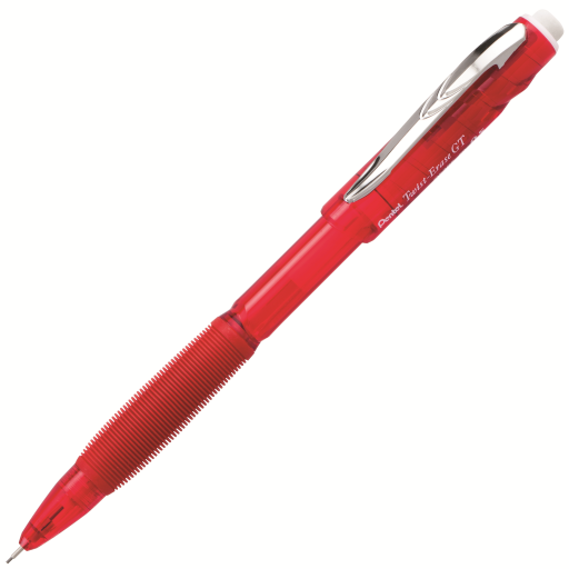 Twist-Erase GT (0.5mm) Retractable 1-Click Mechanical Pencil, Transparent Red Barrel