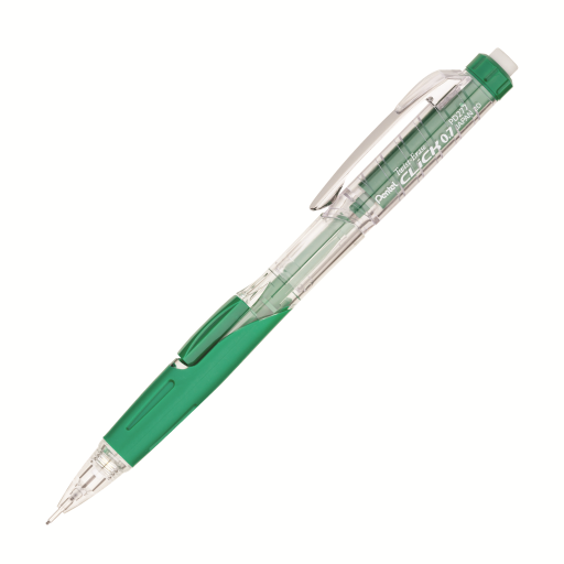 Twist-Erase Click Mechanical Pencil (0.7mm) Clear Barrel, Green Grip