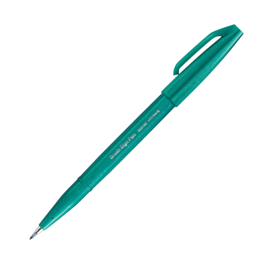 Pentel Arts Brush Sign Pen, Flexible Brush Tip, Turquoise Green Ink