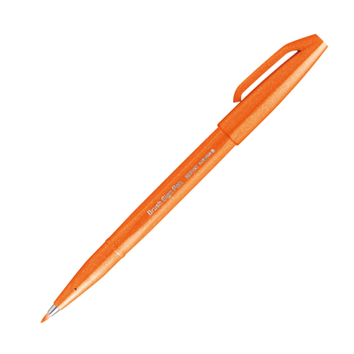 Pentel Arts Pinceau Sign Pen, pointe pinceau souple, encre orange