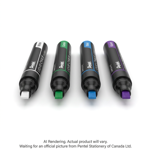 Pentel Wet Erase Marker, Small Chisel Tip, Assorted Colours 2 (White, Green, Blue, Violet)