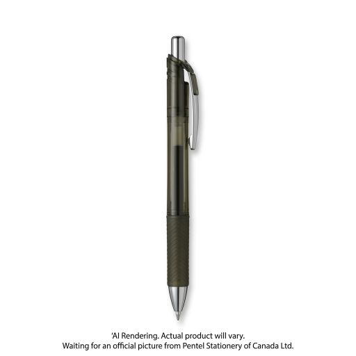 Pentel EnerGel Dark Colours Retractable Gel Roller, (0.7mm) Metal Tip, Olive-Black Ink