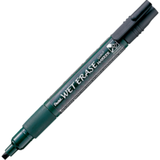 Pentel Arts Wet Erase Chalk Marker, Small Chisel Tip, Black Ink