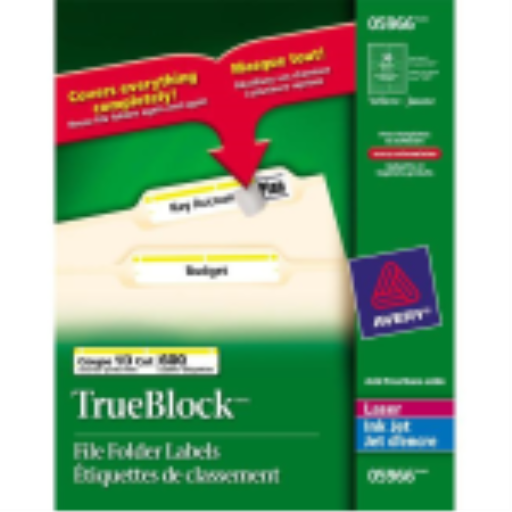 5966 ÉTIQUETTES DE CLASSEMENT TRUEBLOCK, 37/16" X 2/3", PERMANENTES, JAUNE